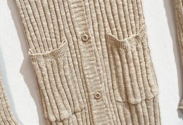 Beige Ribbed Long Knitted Cardigan | Rora - BabyMonster - Image 6