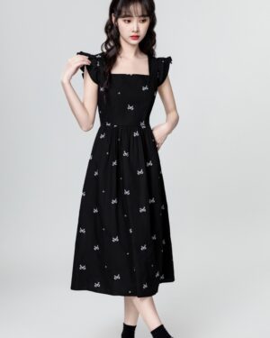 Black Bow French Style Dress