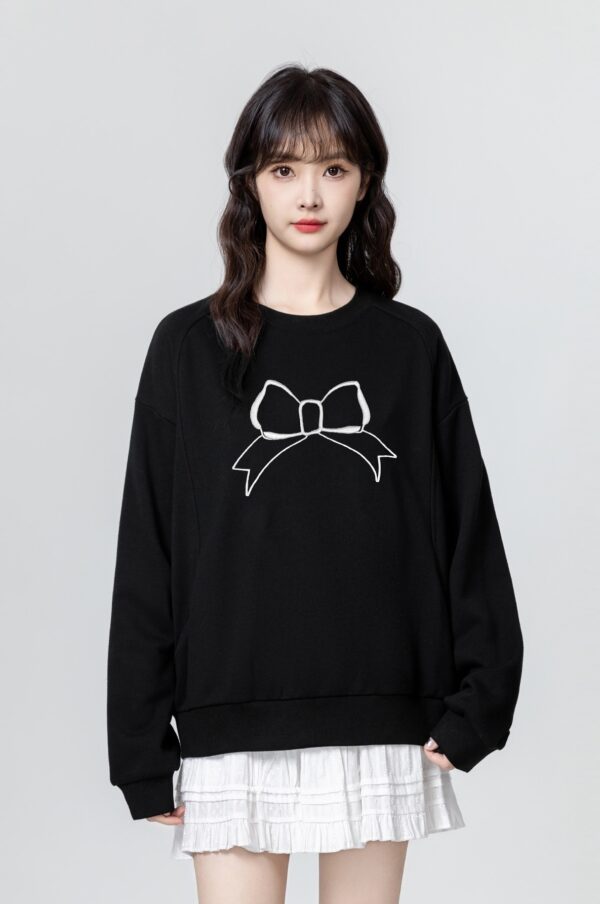 Black Bow Tie Pullover Sweatshirt - Image 4