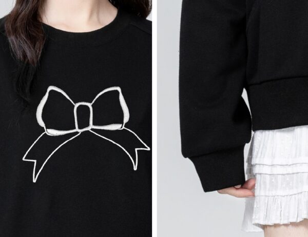 Black Bow Tie Pullover Sweatshirt - Image 7