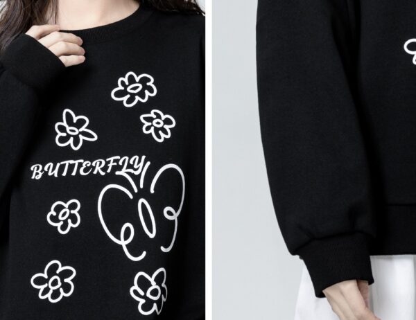 Black Floral Print Crewneck Sweatshirt - Image 4