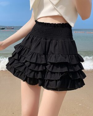 Black High Waist Layered Cake Skirt | Winter - Aespa