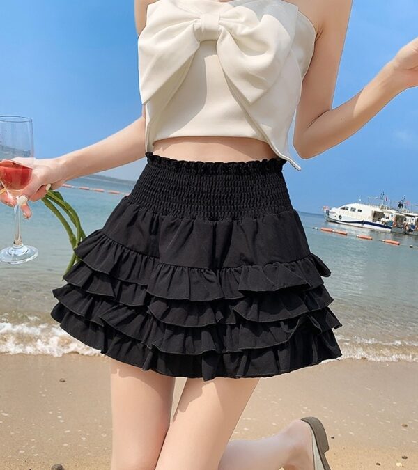 Black High Waist Layered Cake Skirt | Winter - Aespa - Image 3