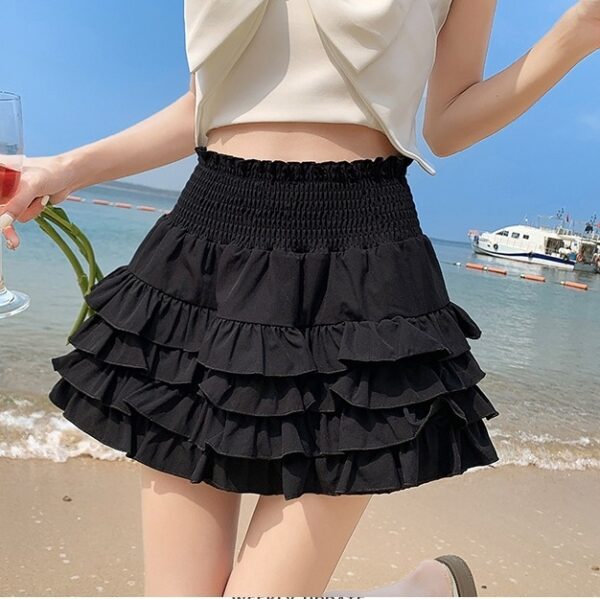 Black High Waist Layered Cake Skirt | Winter - Aespa - Image 5