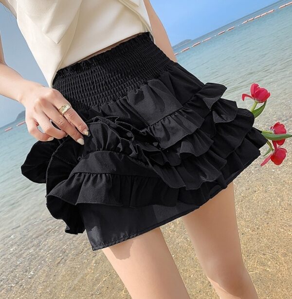 Black High Waist Layered Cake Skirt | Winter - Aespa - Image 2