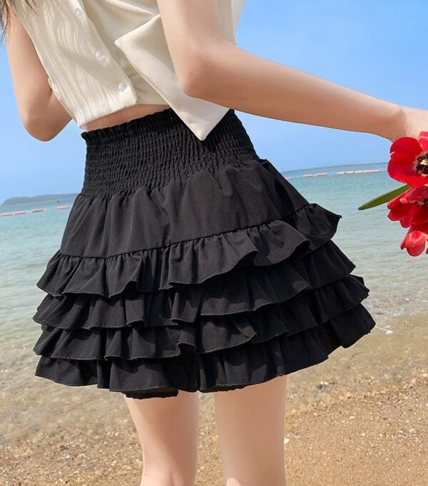 Black High Waist Layered Cake Skirt | Winter - Aespa - Image 8