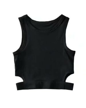 Black Hollow Waist Crop Top | Ningning - Aespa