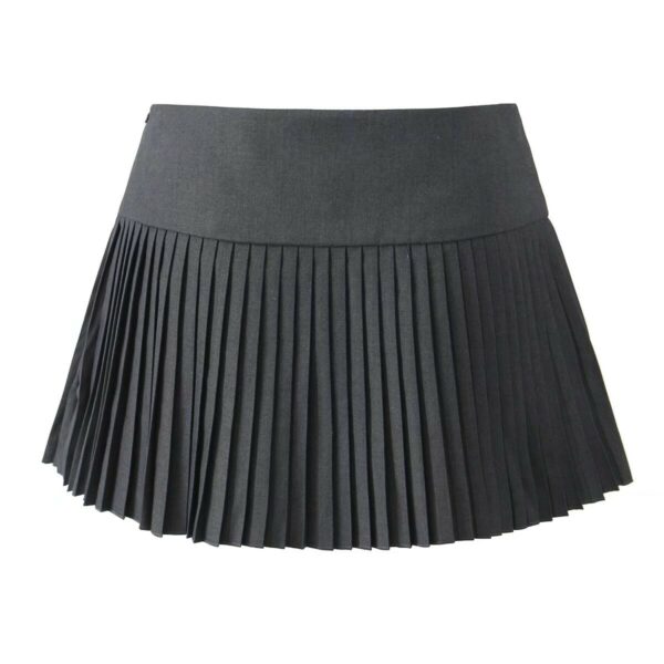 Black Micro Pleats Double Bow Skirt | Yunjin -  Le Sserafim - Image 4