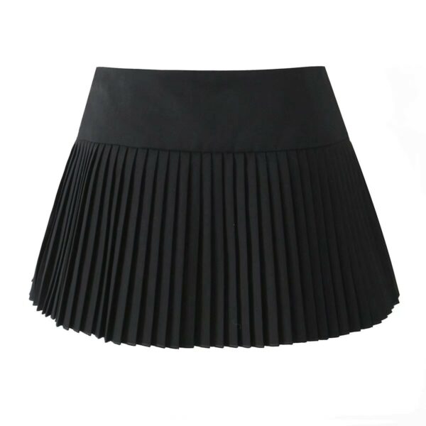 Black Micro Pleats Double Bow Skirt | Yunjin -  Le Sserafim - Image 2