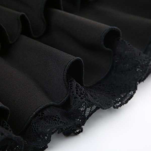 Black Ribbon Tiered Ruffles Lace Skirt | Ningning - Aespa - Image 7