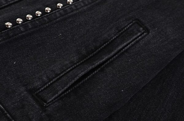 Black Rivet Details Denim Jacket | Haerin - NewJeans - Image 14