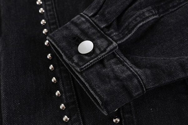 Black Rivet Details Denim Jacket | Haerin - NewJeans - Image 15