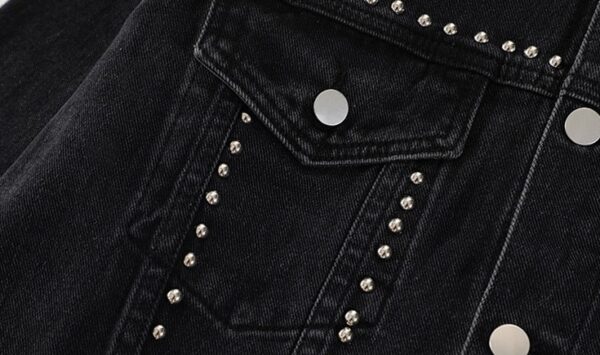 Black Rivet Details Denim Jacket | Haerin - NewJeans - Image 13