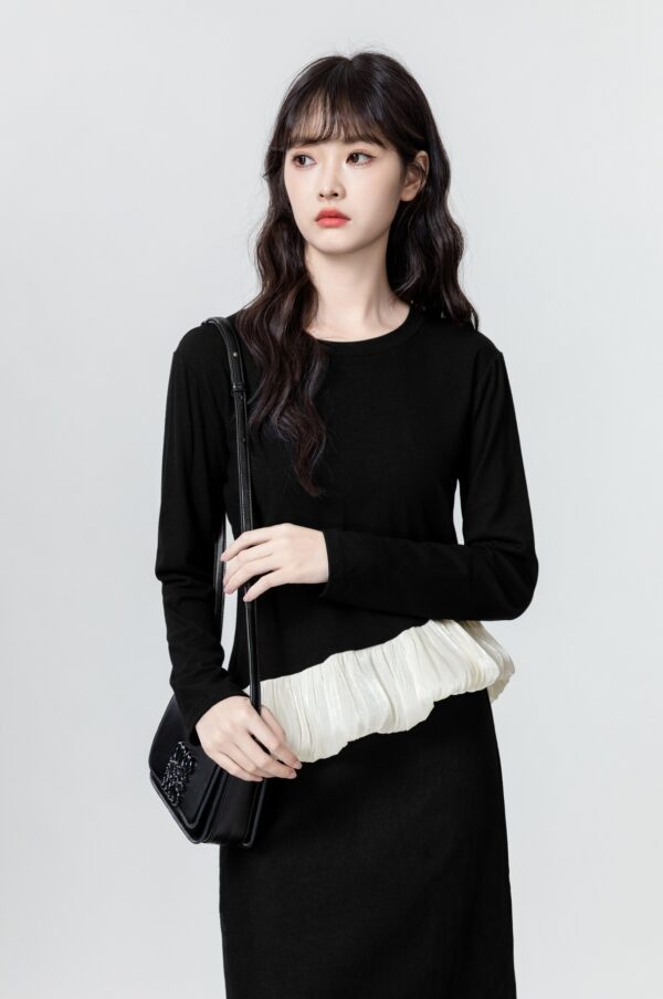 Black Ruffle Hem Long Sleeve Top - Image 9