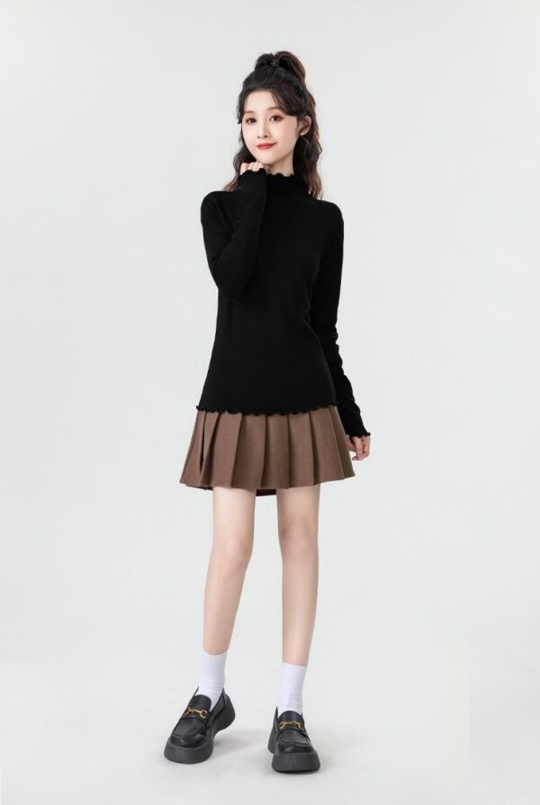 Black Ruffled High Neck Top - Image 4