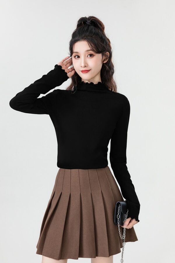 Black Ruffled High Neck Top - Image 6