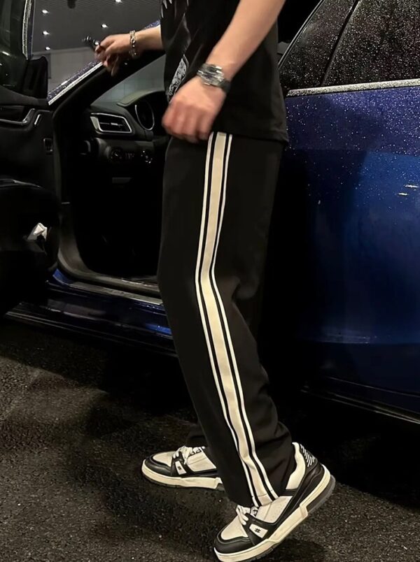 Black Side Stripe Casual Track Pants | Youngjae - GOT7 - Image 4