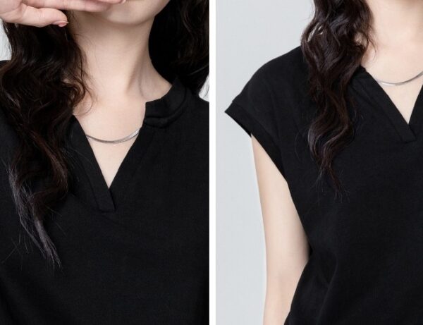 Black Vneck Short Sleeve Top - Image 2