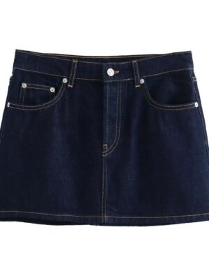 Blue A-Line Casual Denim Mini Skirt | ILLIT