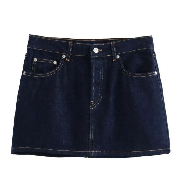 Blue A-Line Casual Denim Mini Skirt | ILLIT