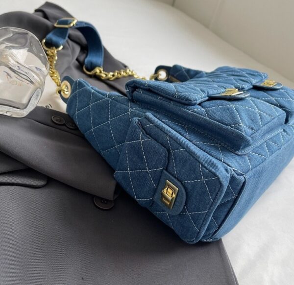 Blue Quilted Pattern Front Pockets Bag | Jennie - BlackPink - Image 9