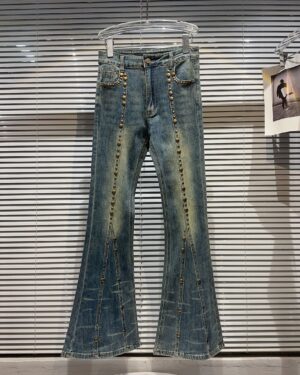 Blue Riveted Flare Jeans | Gaeul - IVE