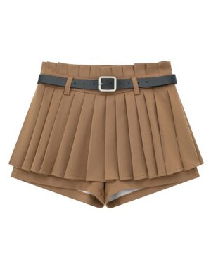 Brown Exposed Shorts Pleated Skirt | Hanni - NewJeans