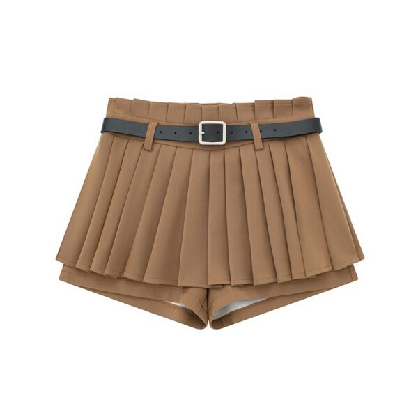 Brown Exposed Shorts Pleated Skirt | Hanni - NewJeans