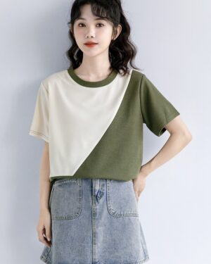 Color Block Loose Fit Short Sleeve Tee