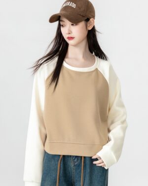 Color Block Raglan Sleeve Sweatshirt