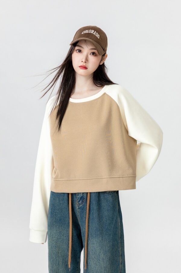 Color Block Raglan Sleeve Sweatshirt - Image 9