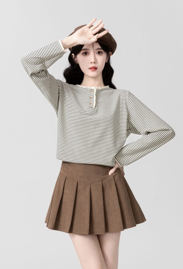 Colorblock Striped Lace Trim Top - Image 4