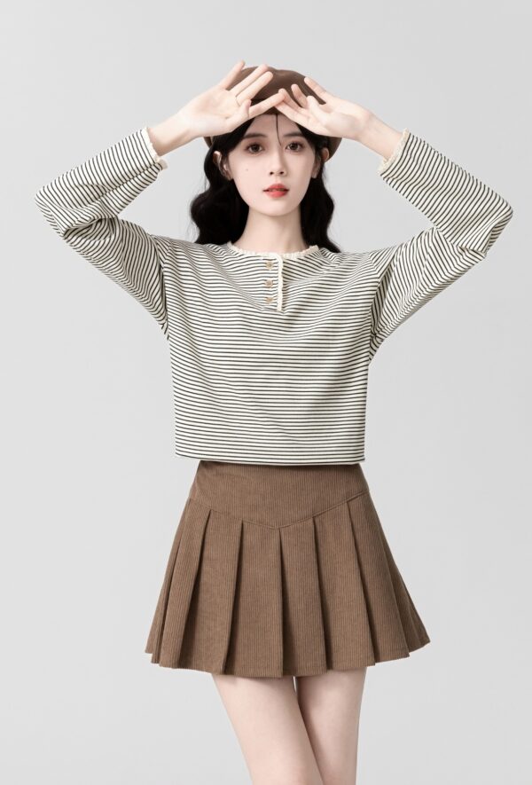 Colorblock Striped Lace Trim Top - Image 6