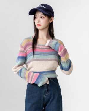 Colorful Striped Knit Top