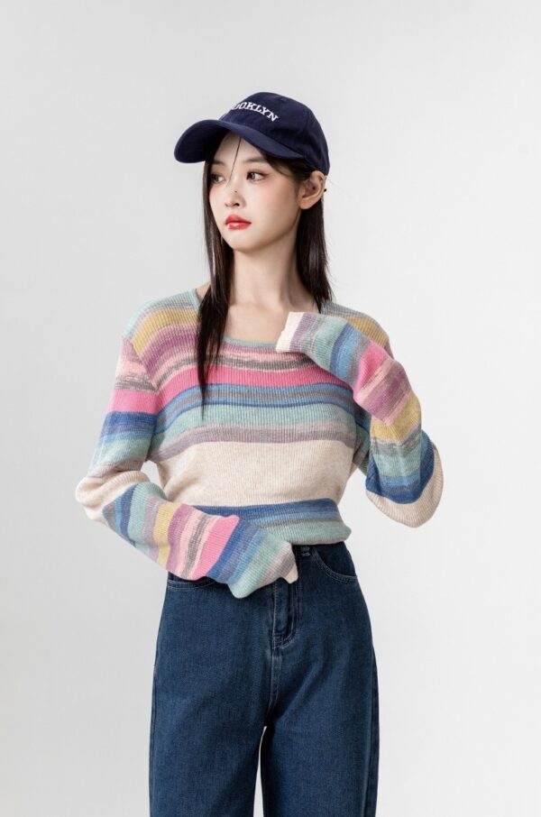 Colorful Striped Knit Top