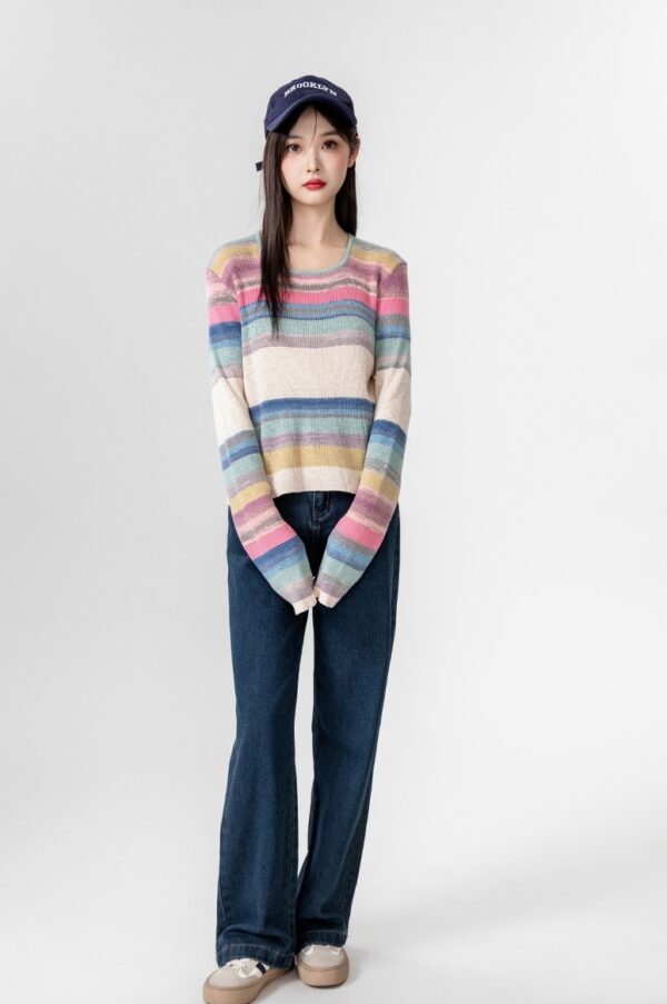 Colorful Striped Knit Top - Image 2