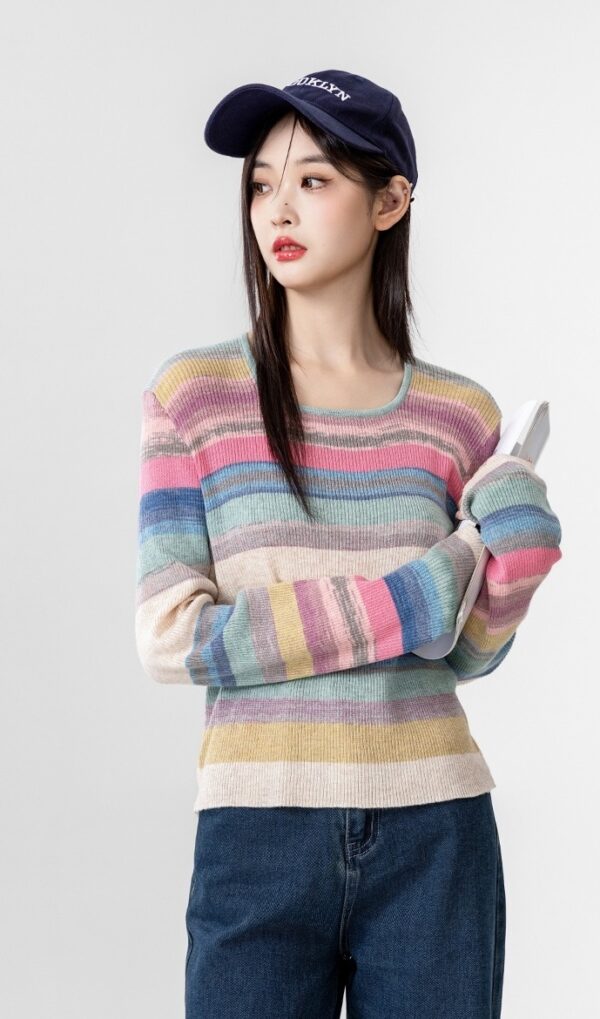 Colorful Striped Knit Top - Image 11