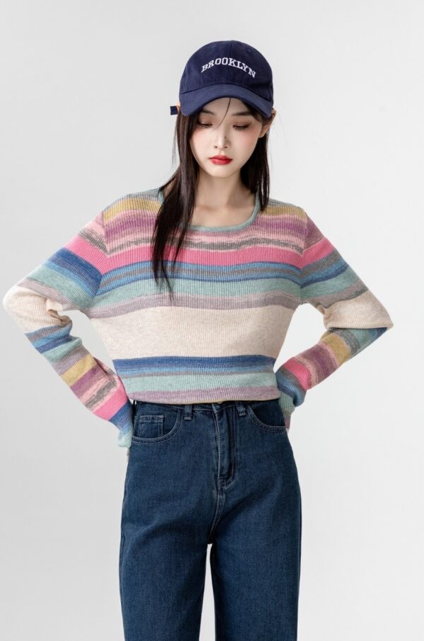 Colorful Striped Knit Top - Image 3