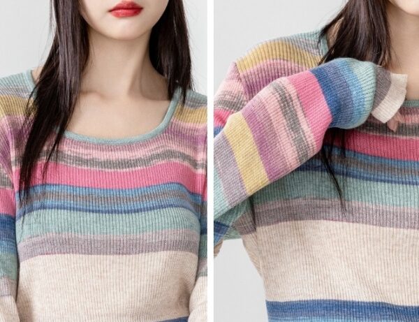 Colorful Striped Knit Top - Image 4