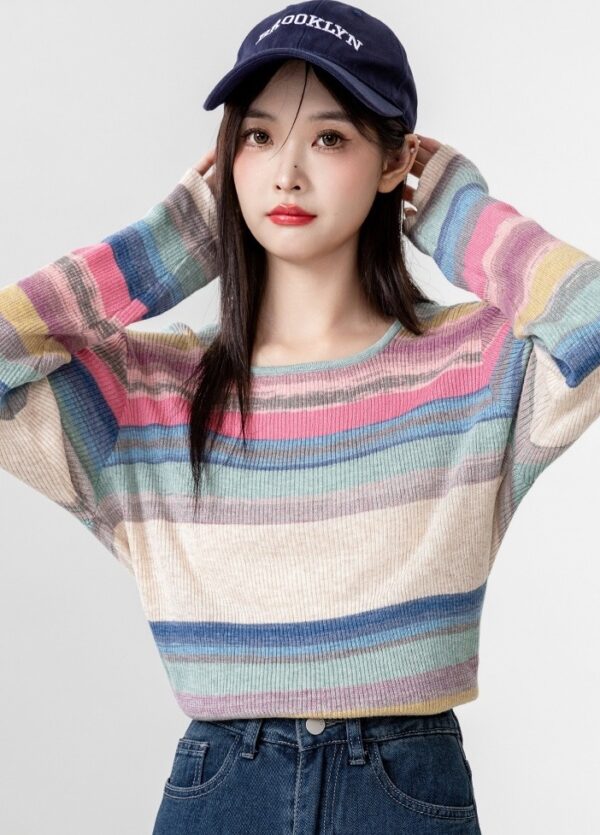 Colorful Striped Knit Top - Image 5