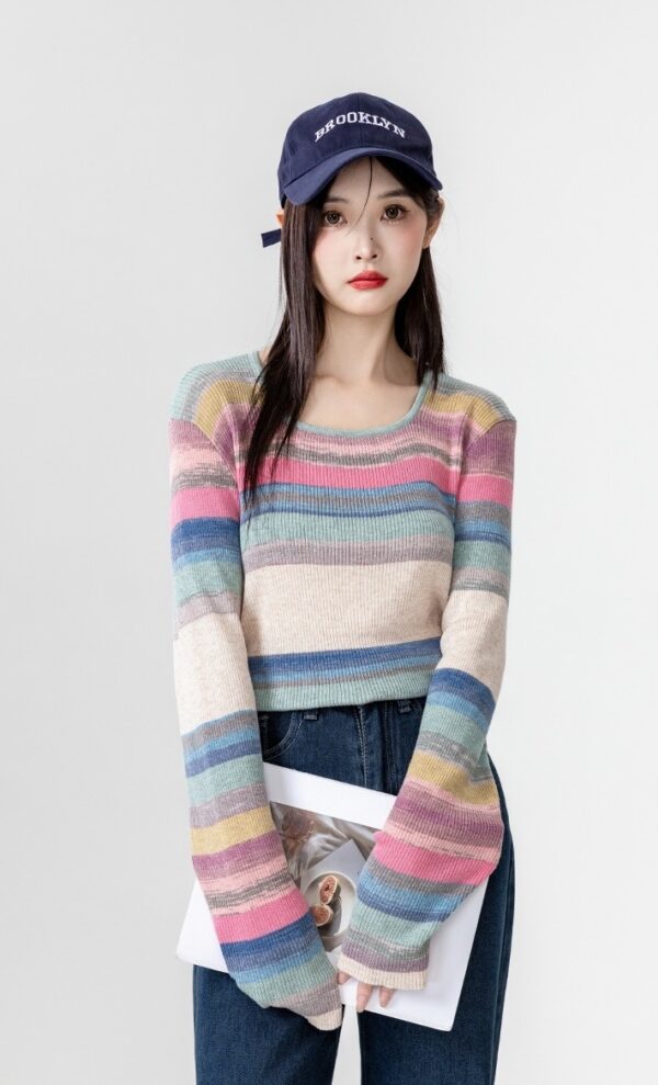 Colorful Striped Knit Top - Image 6