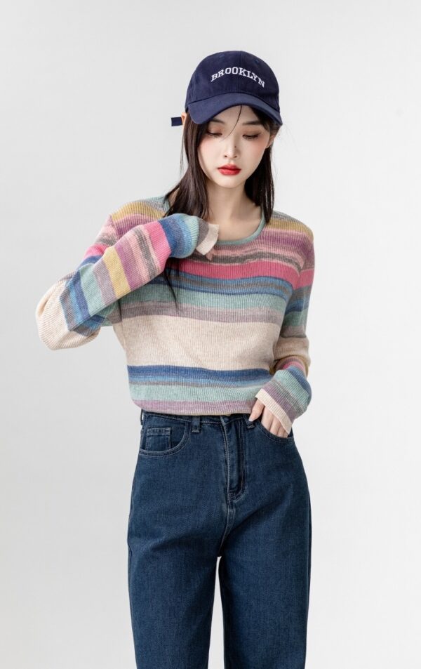 Colorful Striped Knit Top - Image 8