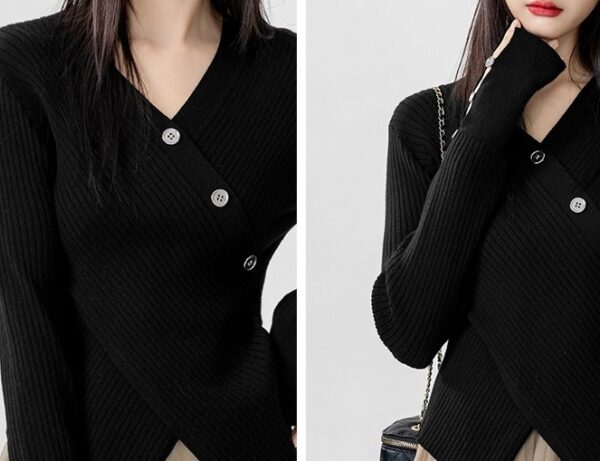 Cross Vneck Black Knit Top - Image 9