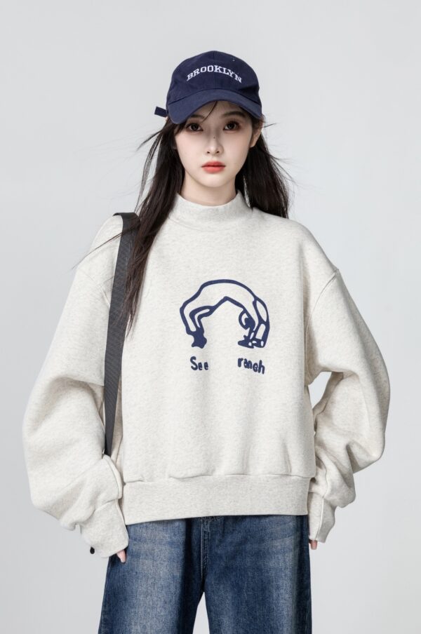 Gray Fleece Pullover Sweatshirt - Image 2