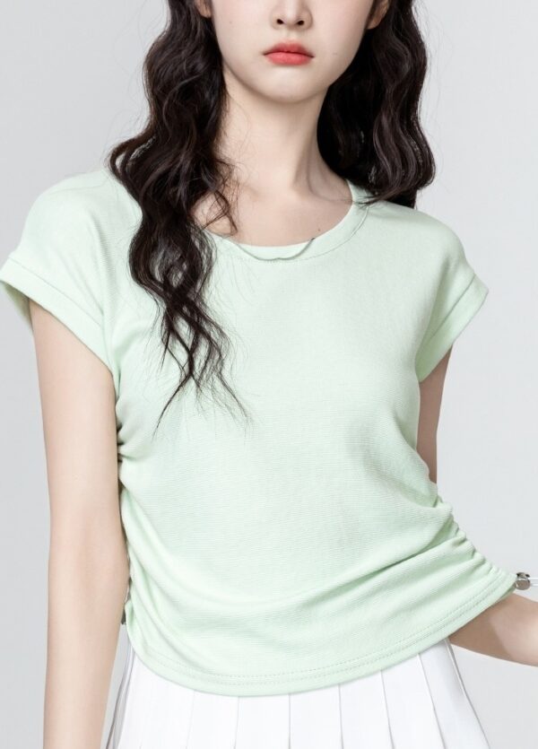 Green Drawstring Short Sleeve Top - Image 4