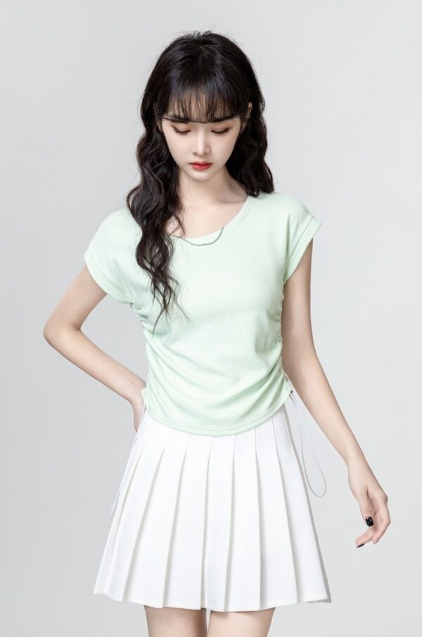 Green Drawstring Short Sleeve Top - Image 5