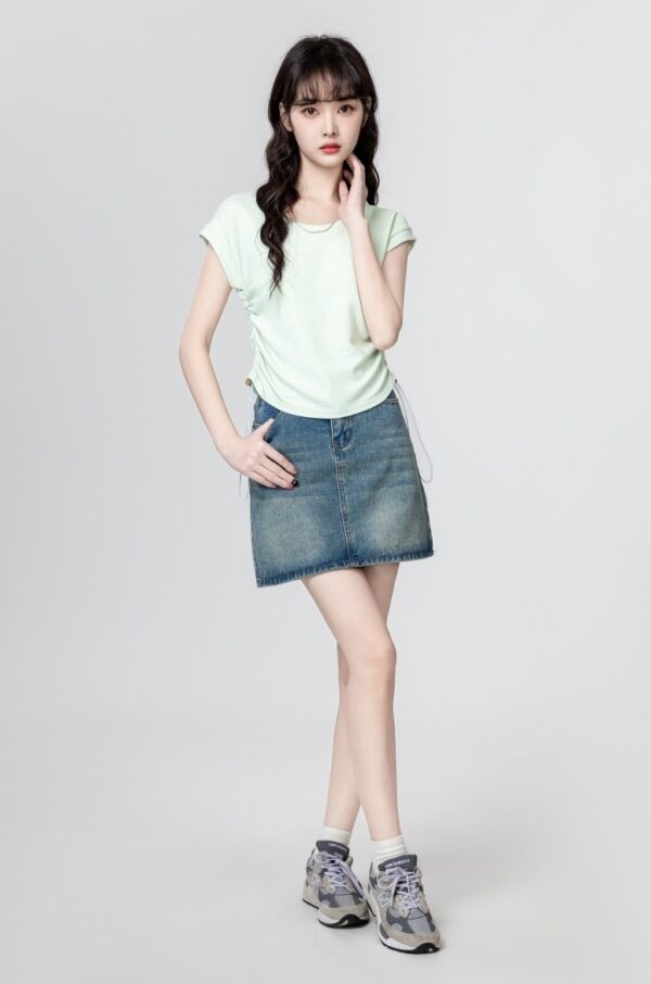 Green Drawstring Short Sleeve Top - Image 6