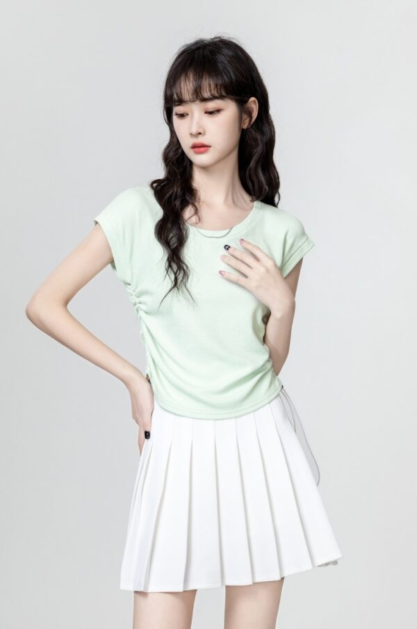 Green Drawstring Short Sleeve Top - Image 7