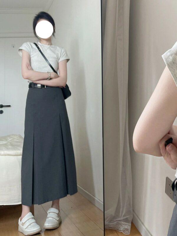 Grey A-Line Midi Skirt | Minnie - (G)I-DLE - Image 4