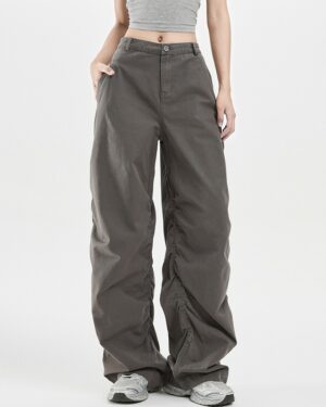 Grey Ruched Side Casual Pants | Minji - NewJeans